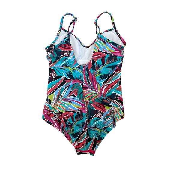 New Aqua Green Tropical One Piece Swimsuit XL - Picture 2 of 4
